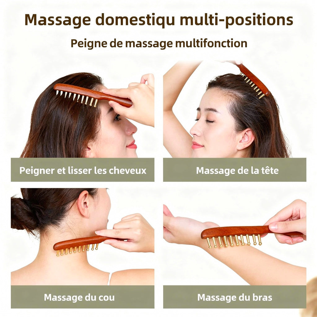 Peigne Massage Gua Sha Relaxation – Soin Cheveux Profond & Détente Cuir Chevelu