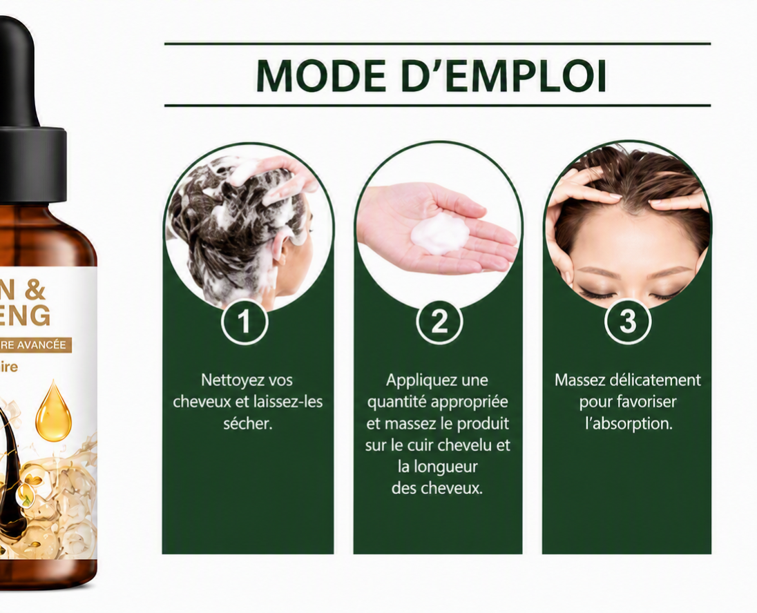 Sérum Capillaire Ginseng – Anti-Chute, Fortifie les Racines & Répare Cheveux