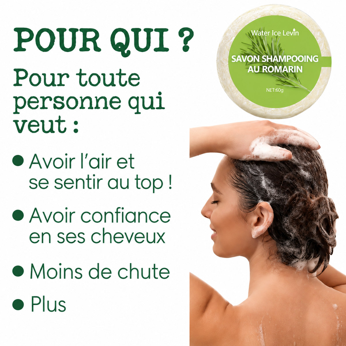 Shampoing au Romarin Solide Fortifiant – Régulateur de Sébum & Hydratant