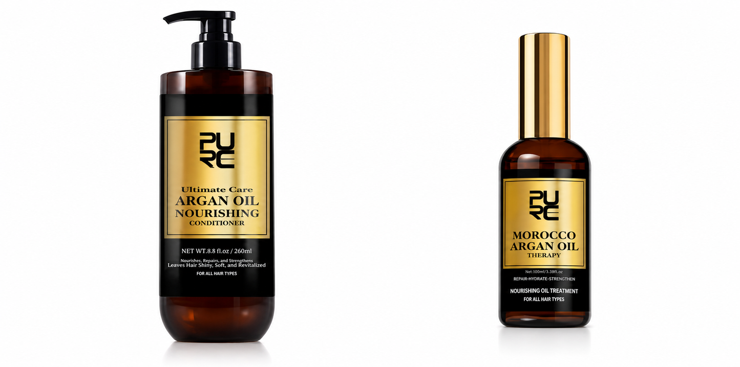 Soin cheveux huile d’argan réparateur – Shampoing, après-shampoing & masque