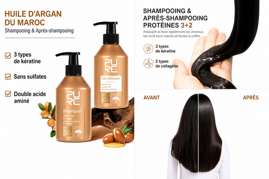Soin Réparateur Cheveux Kératine & Huile d’Argan – Shampoing Sans Sulfate Lissant