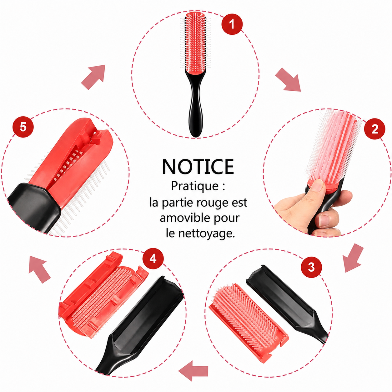 Brosse Démêlante Cheveux Bouclés – Masseur Cuir Chevelu Anti-Casse & Anti-Frisottis