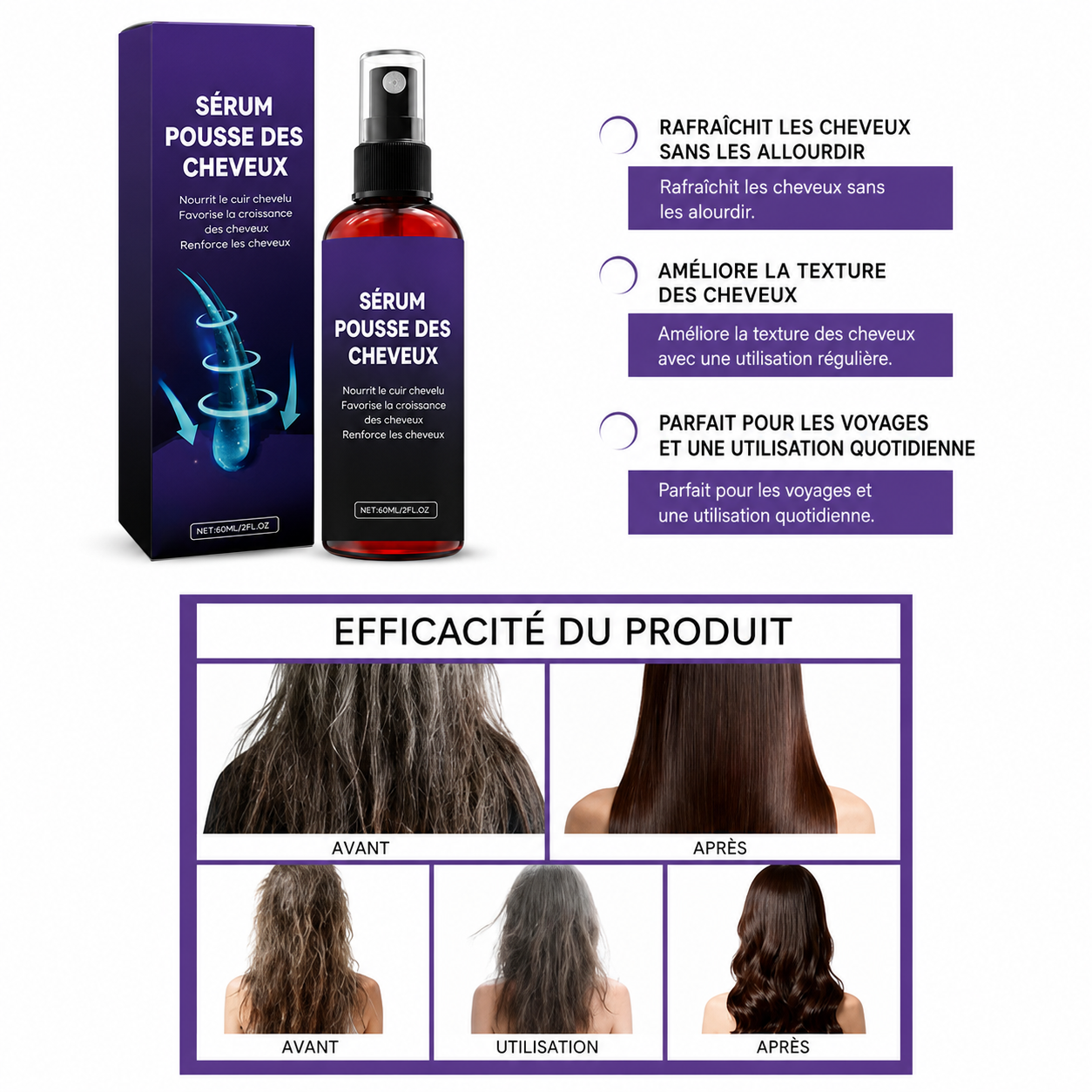 Sérum Capillaire Romarin Roll-On – Anti-Chute, Repousse Dense & Hydratation