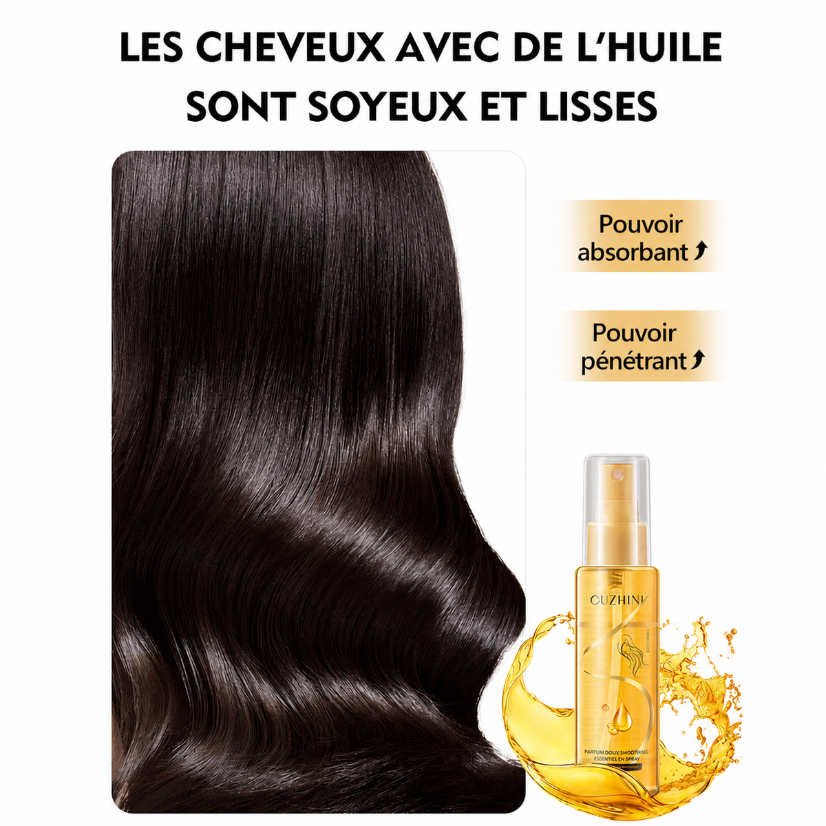 Spray huiles essentielles cheveux nourrissant – Brillance & réparation