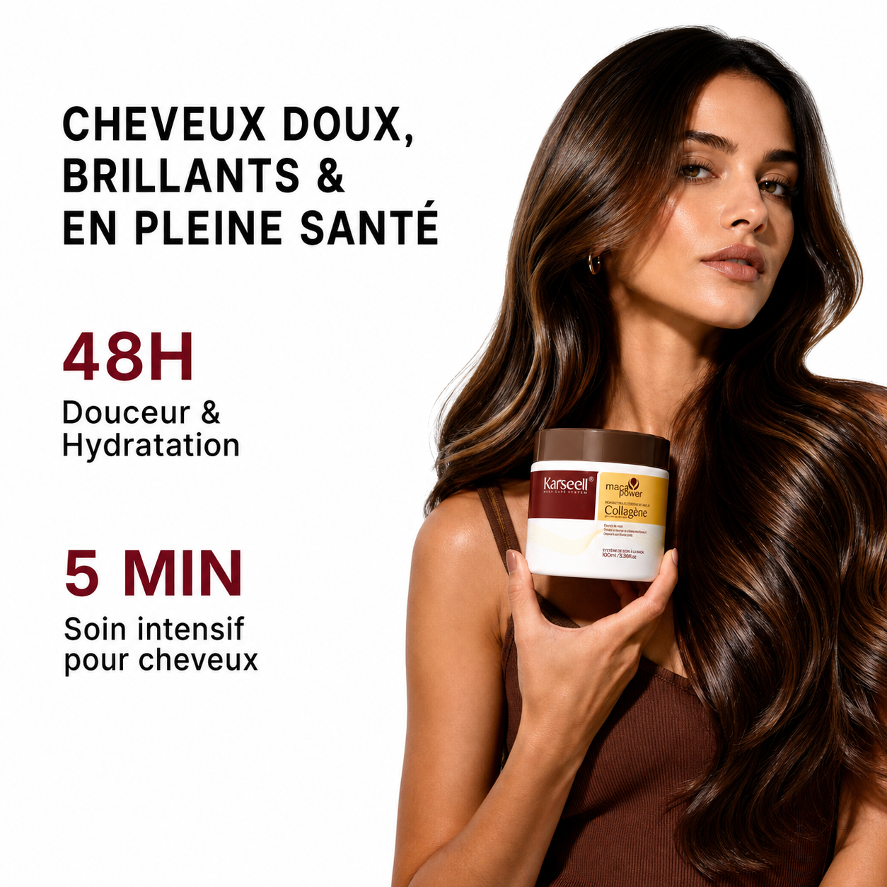 Masque Capillaire Collagène à l’Huile d’Argan – Soin Profond Cheveux Secs et Abîmés