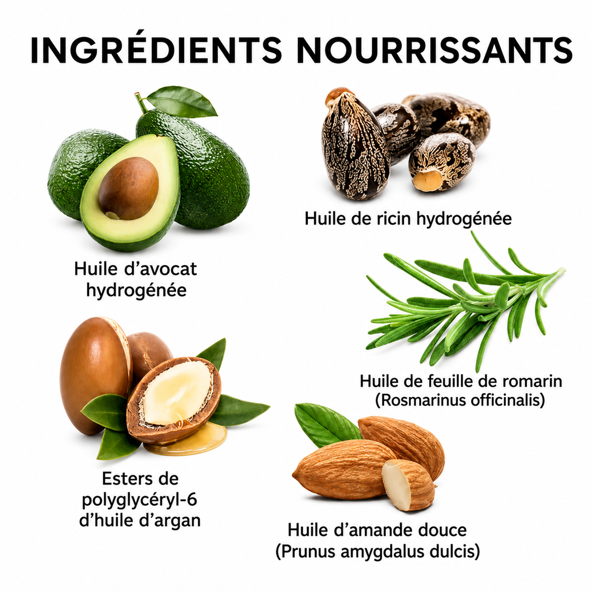 Crème coiffante à l’huile de ricin – Romarin & Menthe poivrée