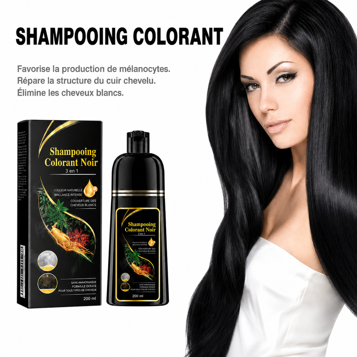 Shampoing Colorant Noir – Soin Végétal Nourrissant