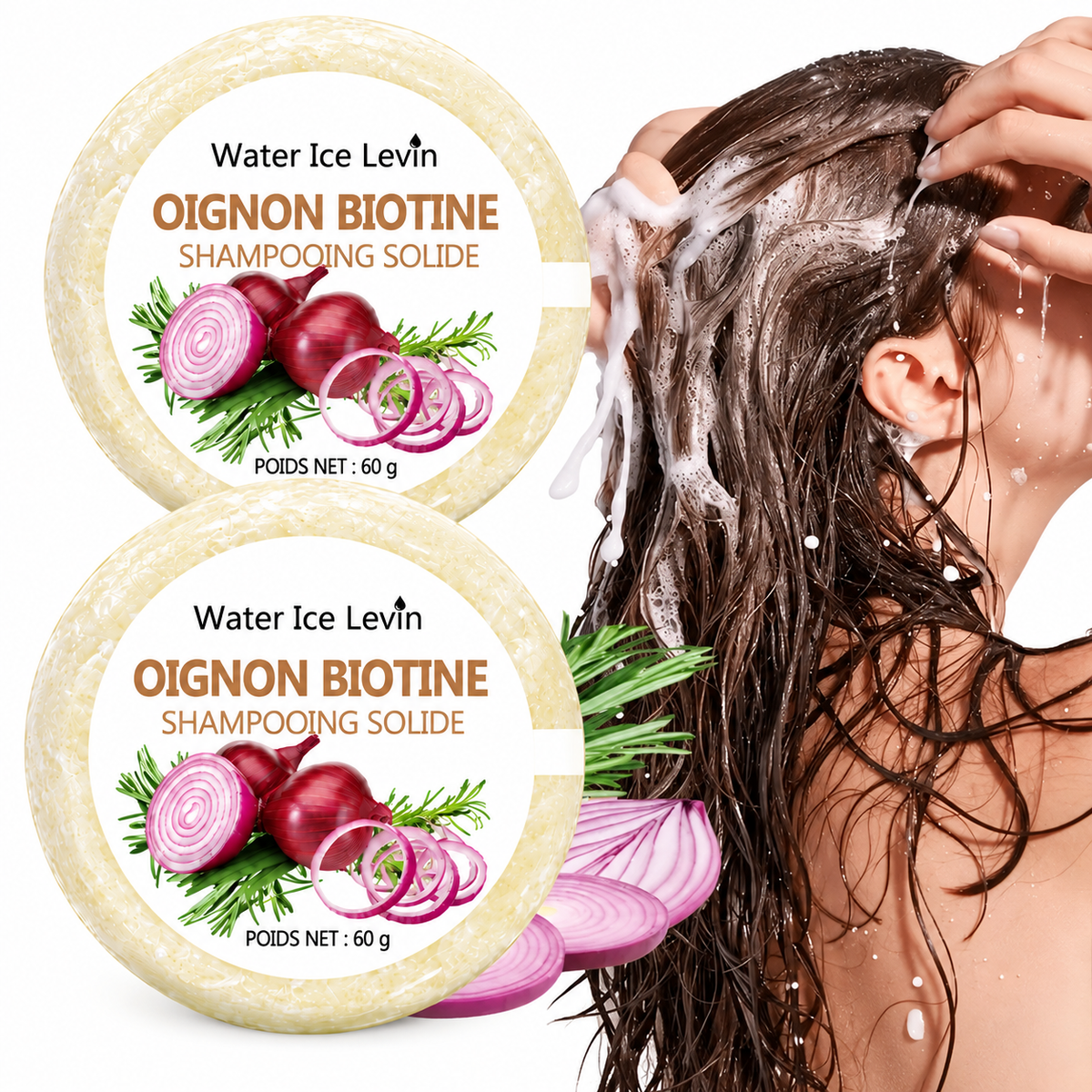 Shampooing à l’oignon et à la biotine – Hydratant lissant au romarin
