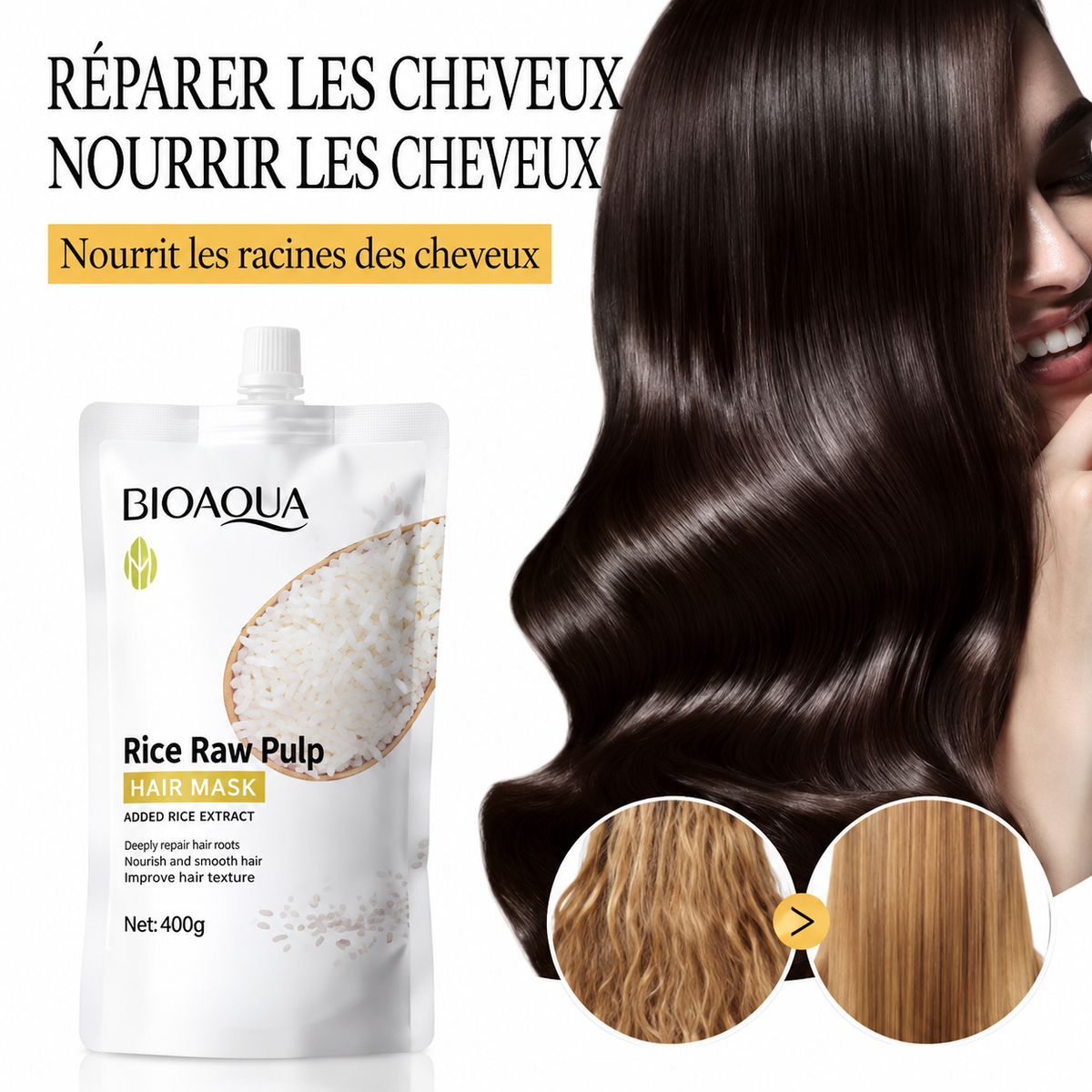 Masque Capillaire Kératine de Riz – Réparation Cheveux Crépus & Abîmés