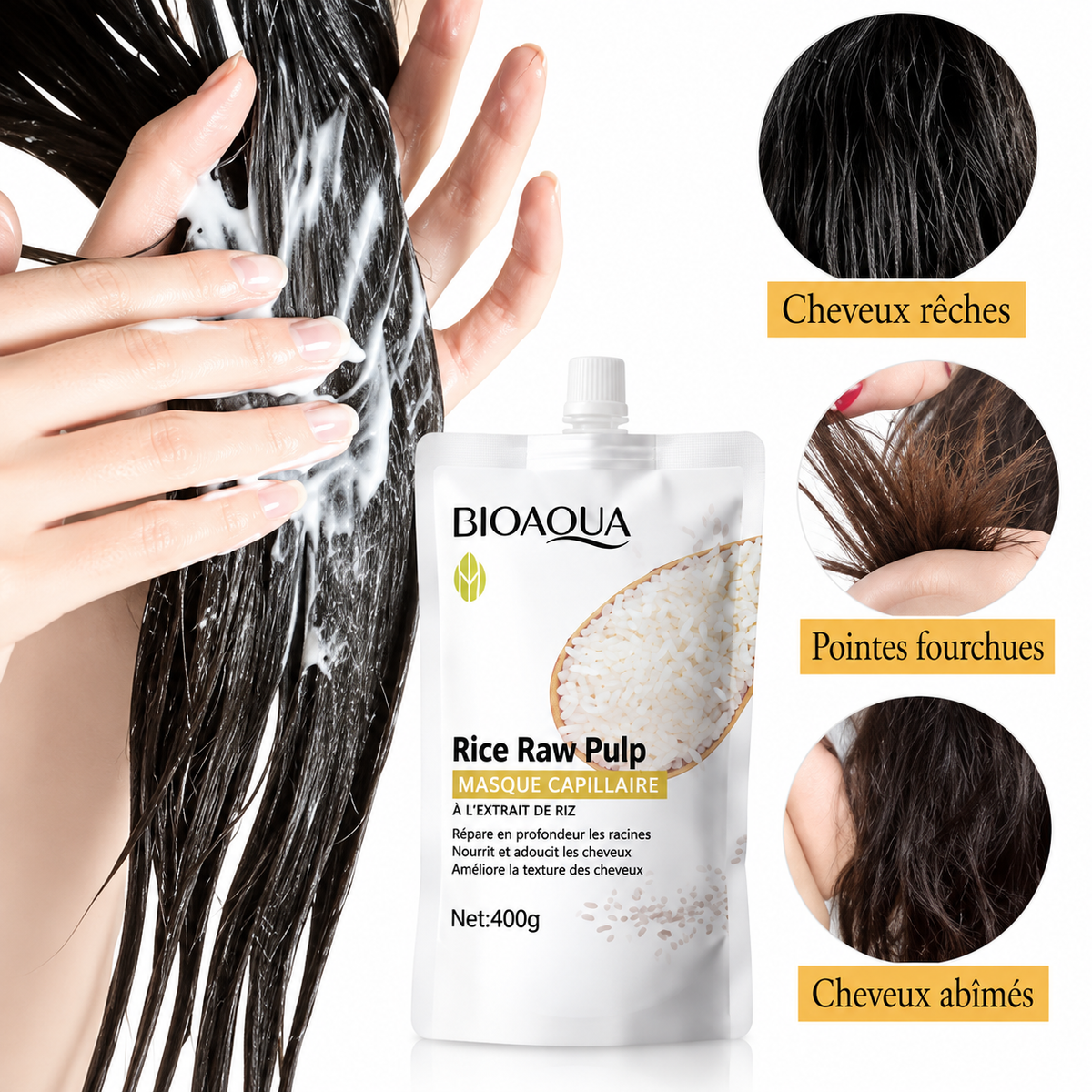 Masque Capillaire Kératine de Riz – Réparation Cheveux Crépus & Abîmés