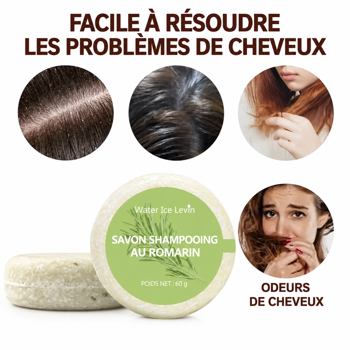Shampoing au Romarin Solide Fortifiant – Régulateur de Sébum & Hydratant