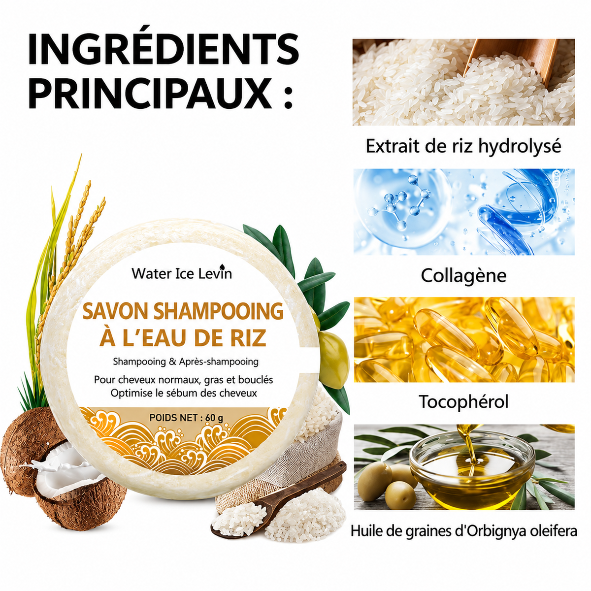 Savon Solide Bio au Riz & Protéines – Soin Revitalisant Sans Huile