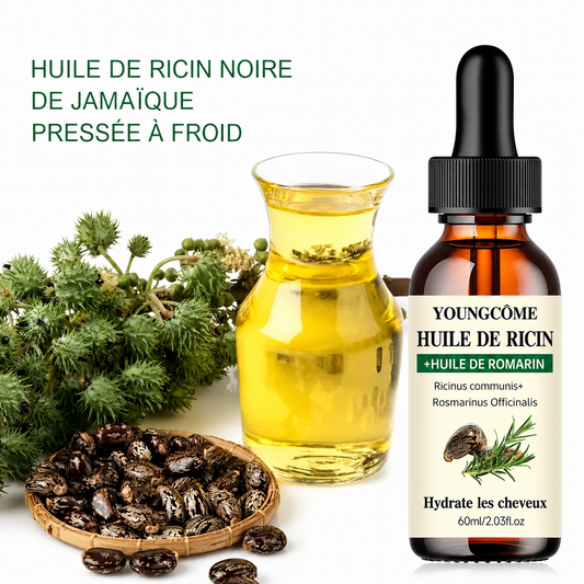 Huile Ricin & Romarin Cheveux – Pousse, Anti-Chute & Densité