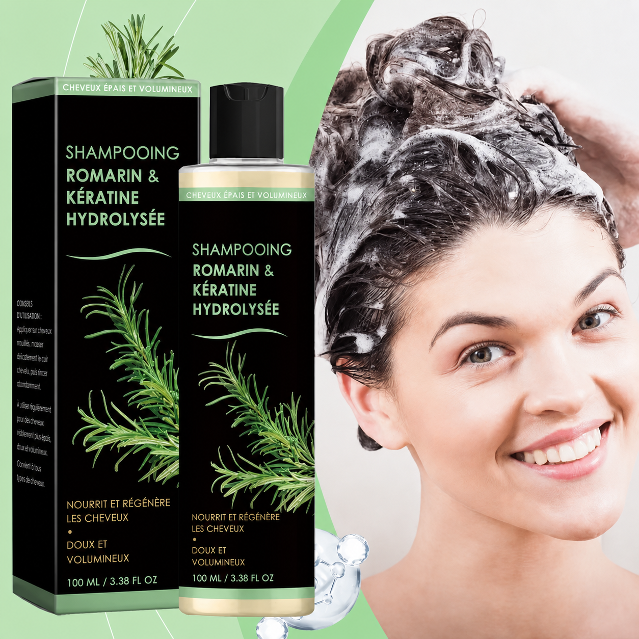 Shampoing au Romarin Volumisant et Fortifiant - Volume, Hydratation et Force