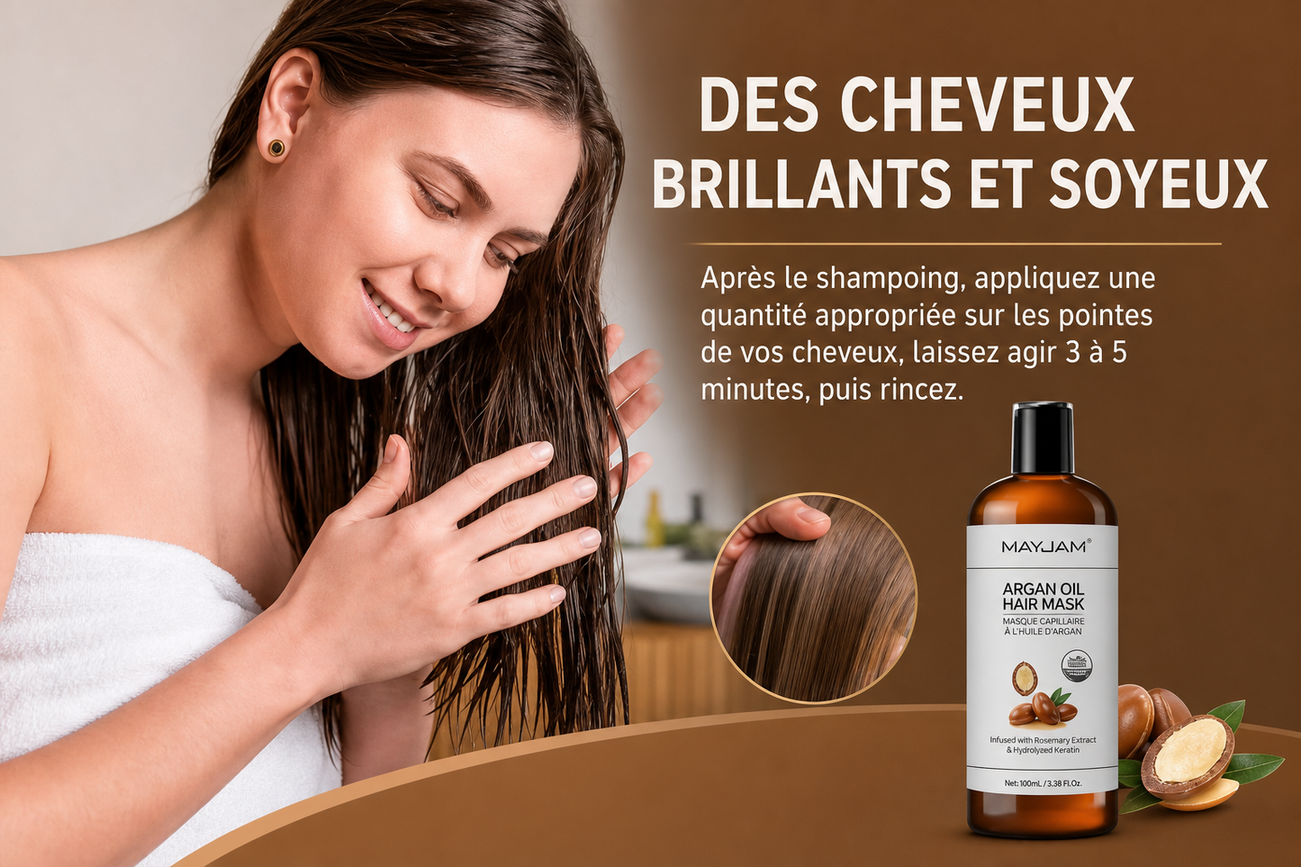 Huile de Coco Bio pour Cheveux – Coco, Argan & Amande Douce