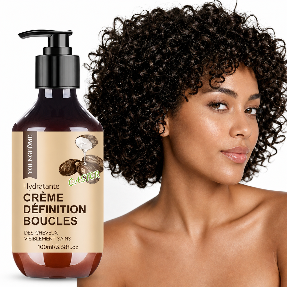 Crème coiffante à l’huile de ricin – Romarin & Menthe poivrée