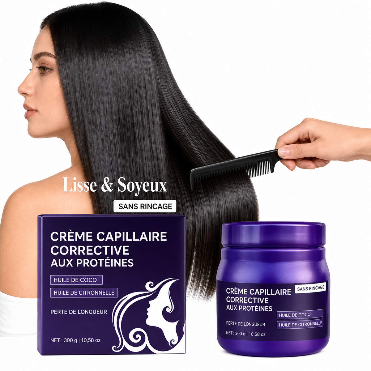 Crème Capillaire Protéinée Lissante – Anti-Frisottis