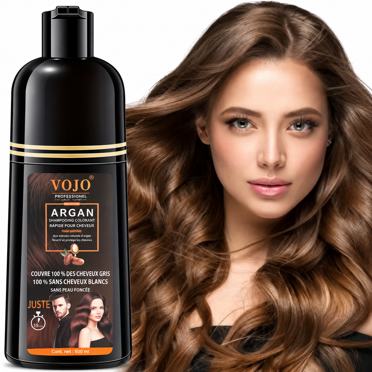 Shampooing Teinture Brun Noir Végétal – Couverture Cheveux Blancs & Gris