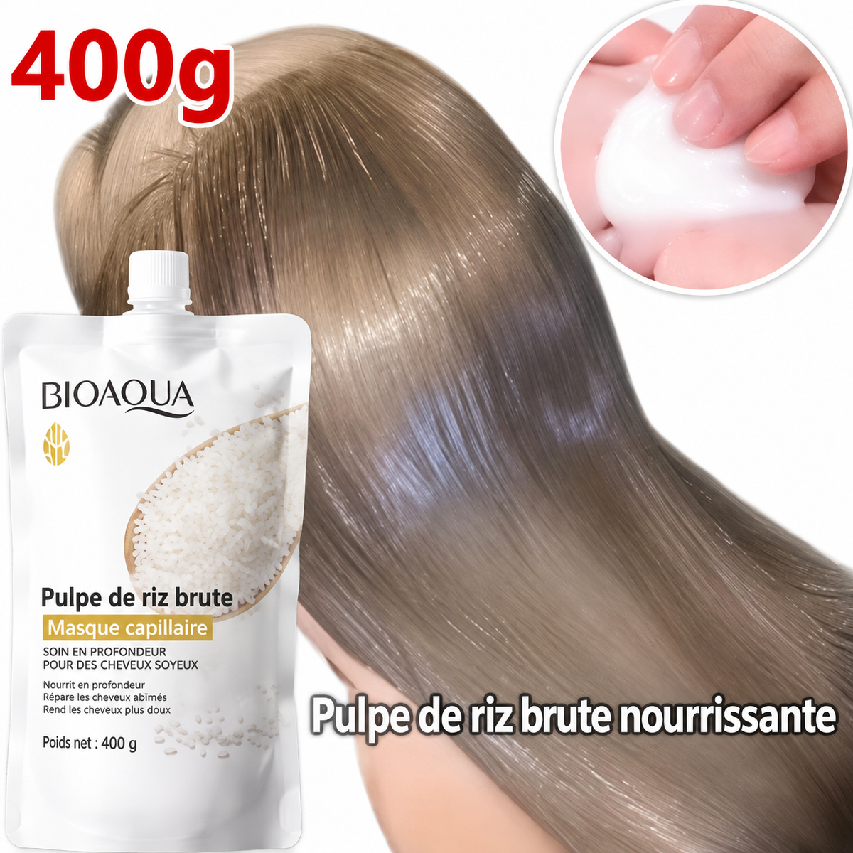 Masque Capillaire Kératine de Riz – Réparation Cheveux Crépus & Abîmés