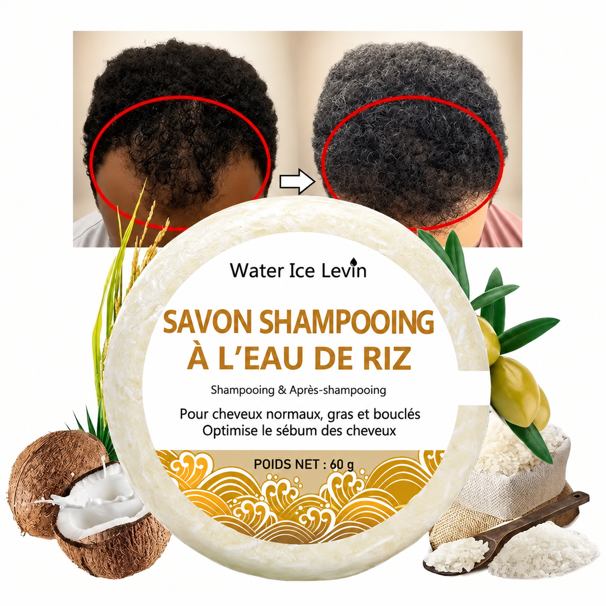 Savon Solide Bio au Riz & Protéines – Soin Revitalisant Sans Huile