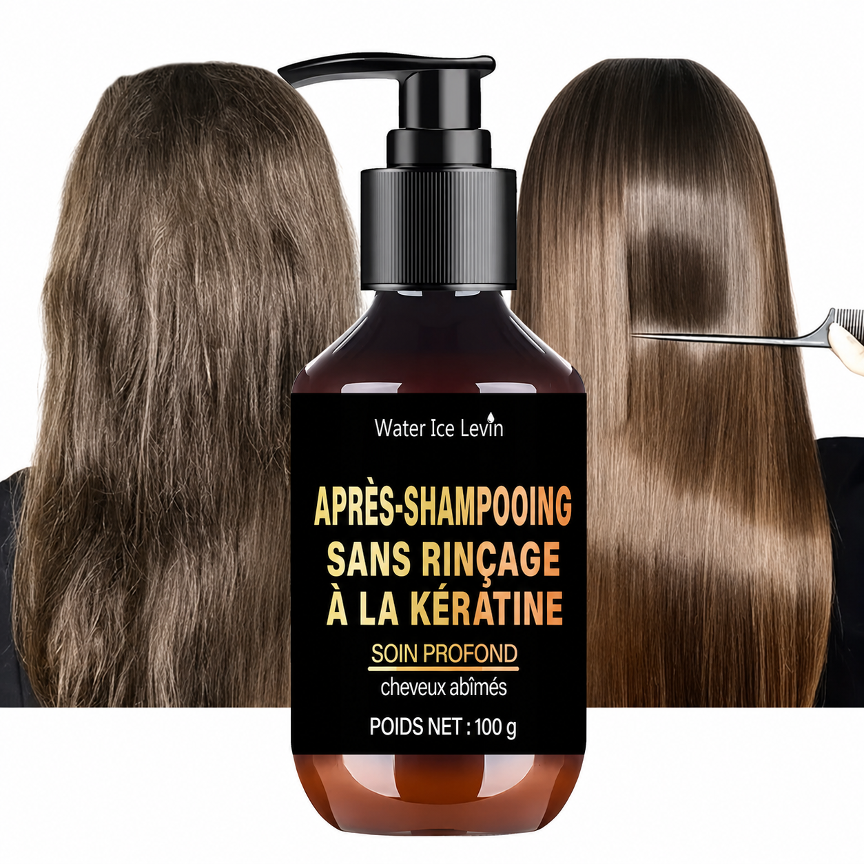 Après-shampoing kératine biotine collagène – Soin réparateur hydratant & brillance